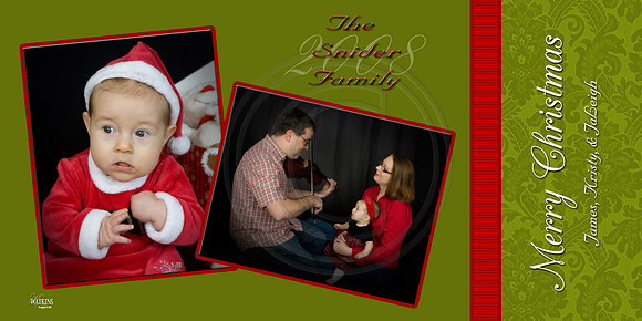 Delightful Damask Christmas Card (5x7) Plus 3 Photos