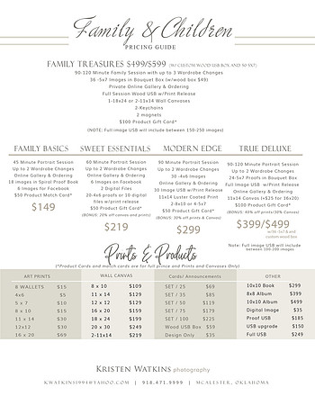 2021 Fall Family Pricelist back KWP