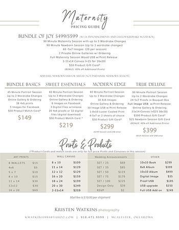 2021 Maternity Pricing