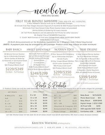 2024 Newborn Pricelist KWP Fall