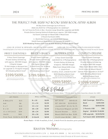 2024 Wedding Pricelist 3 Fall