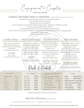 2024 Engagment & Couples Pricing