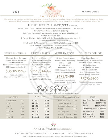 2024 Elopement Pricelist